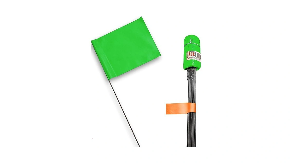 Green Marking Flags 100 Pack - 4x5x30 Inch Green Flags
