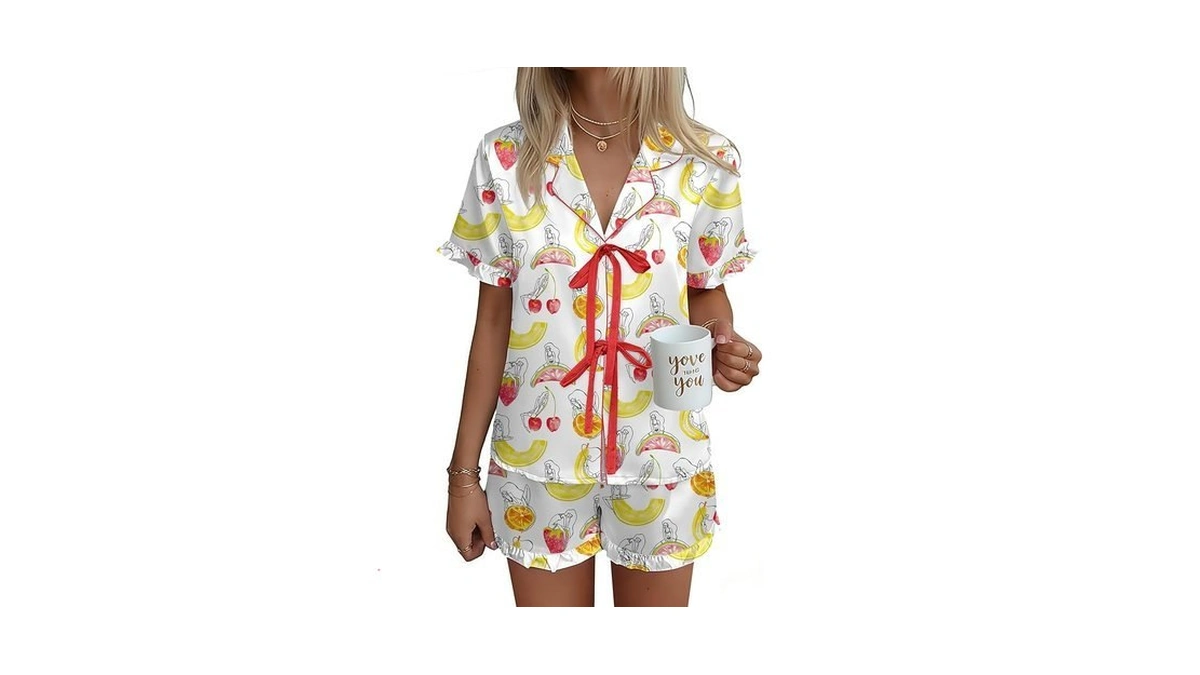Ekouaer Satin Pajama For Women Short Sleeve Silky Pj Short