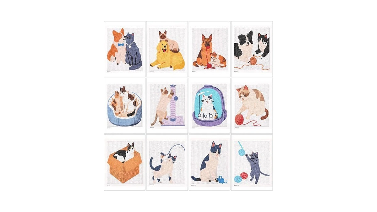Caydo 12 Pack Small Animal Themed Diamond Painting Kits For