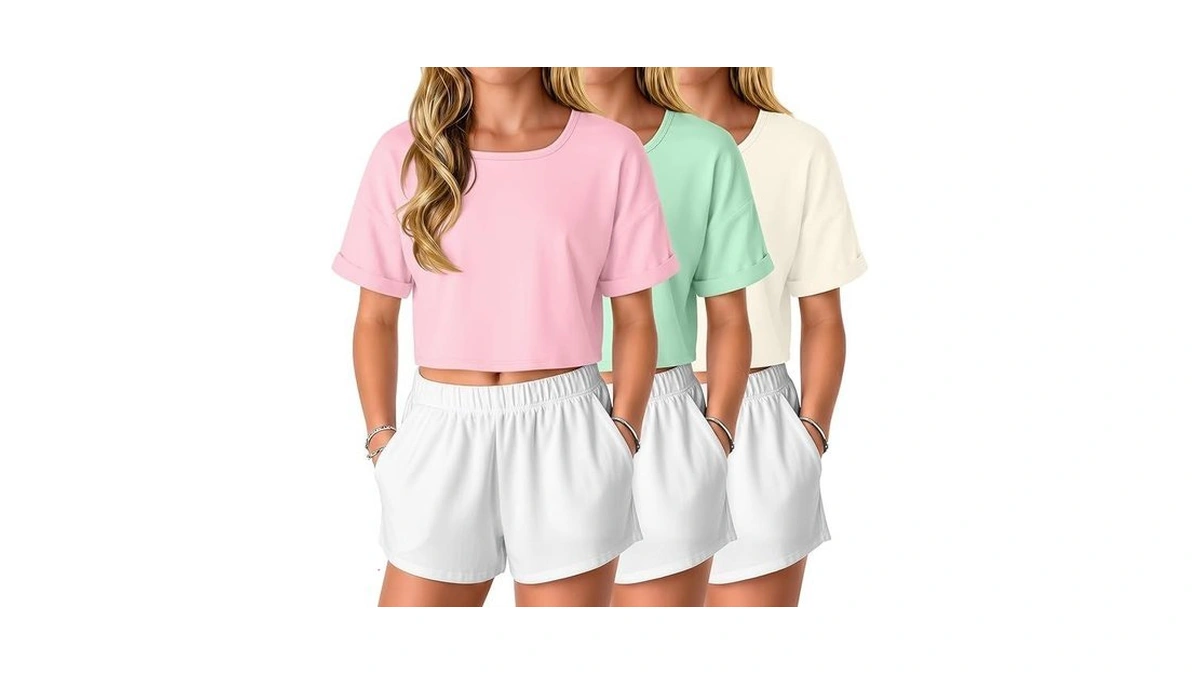Amazon : Lessonzoo 3 Pack Girls' Crop Tops Kids O