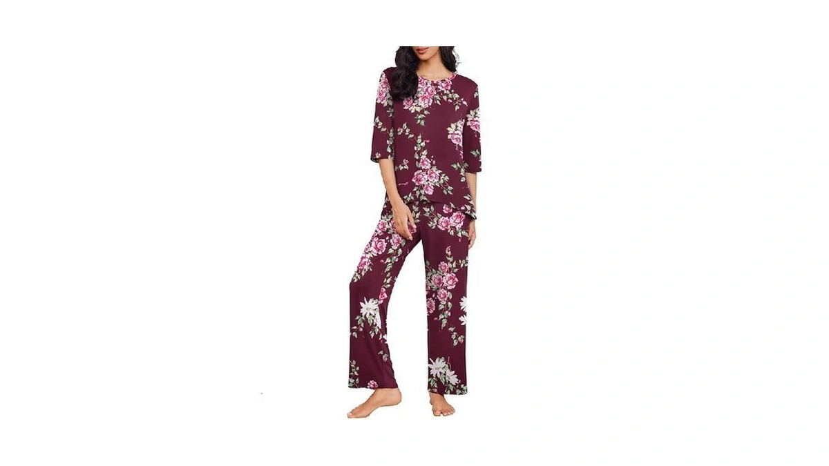 Ekouaer 3/4 Sleeve Pajamas For Women Set 2 Pieces Lounge