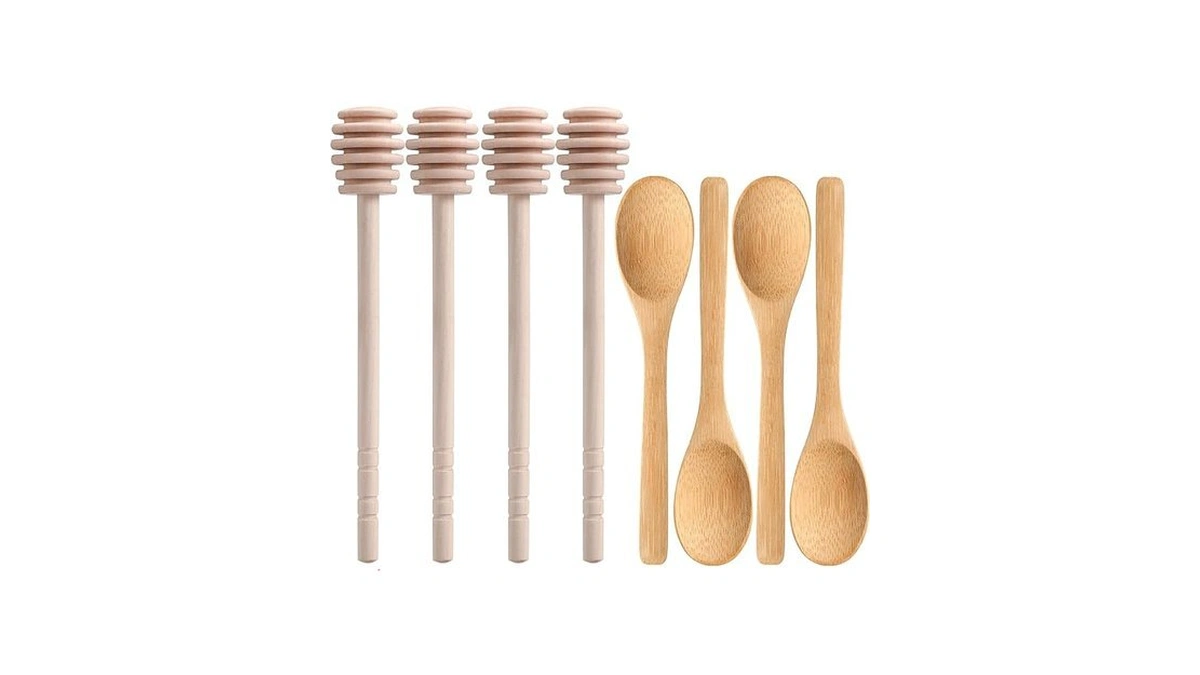8 Pack Honey Sticks Dipper And Spoons Set, Including 4pcs