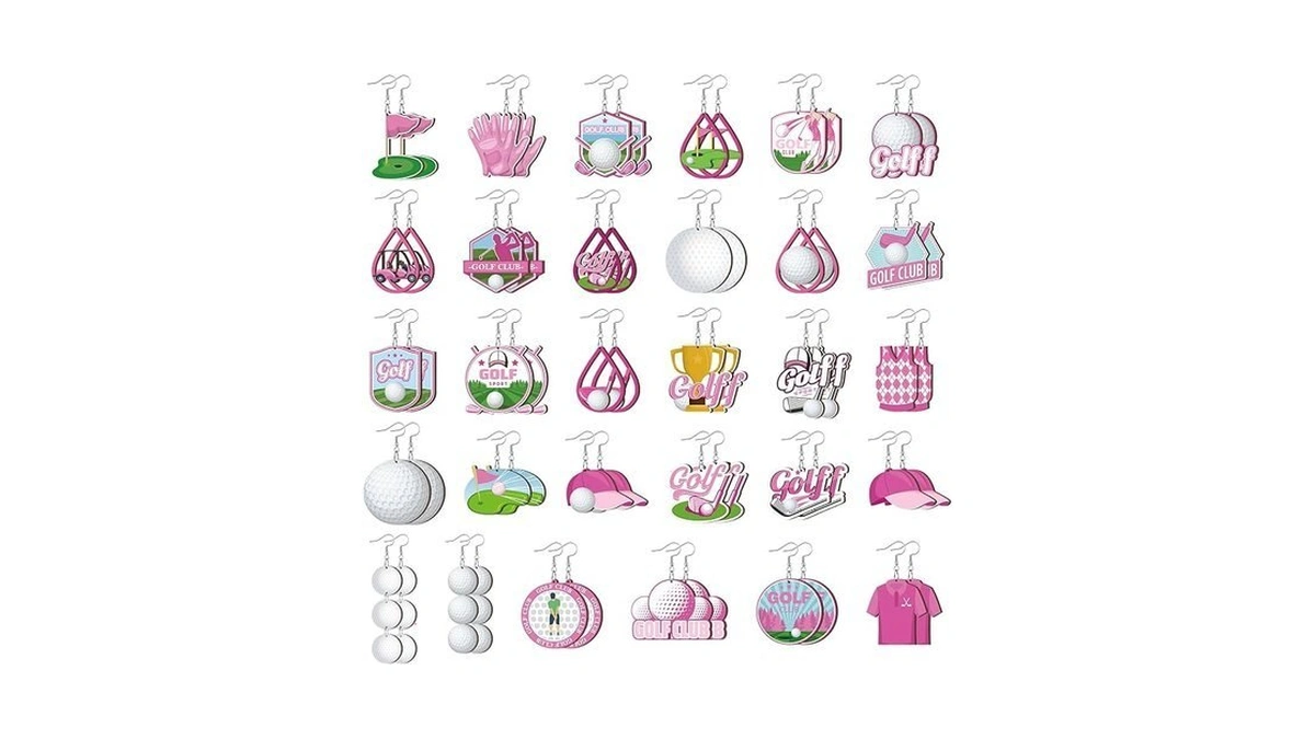Landical 30 Pairs Golf Earrings Bulk For Women Double Sided