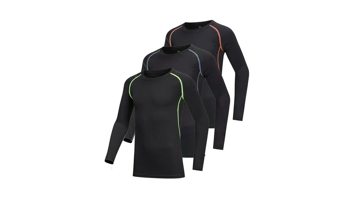 Ayeszeq 3 Pack Youth Boys & Girls Long Sleeve Compression