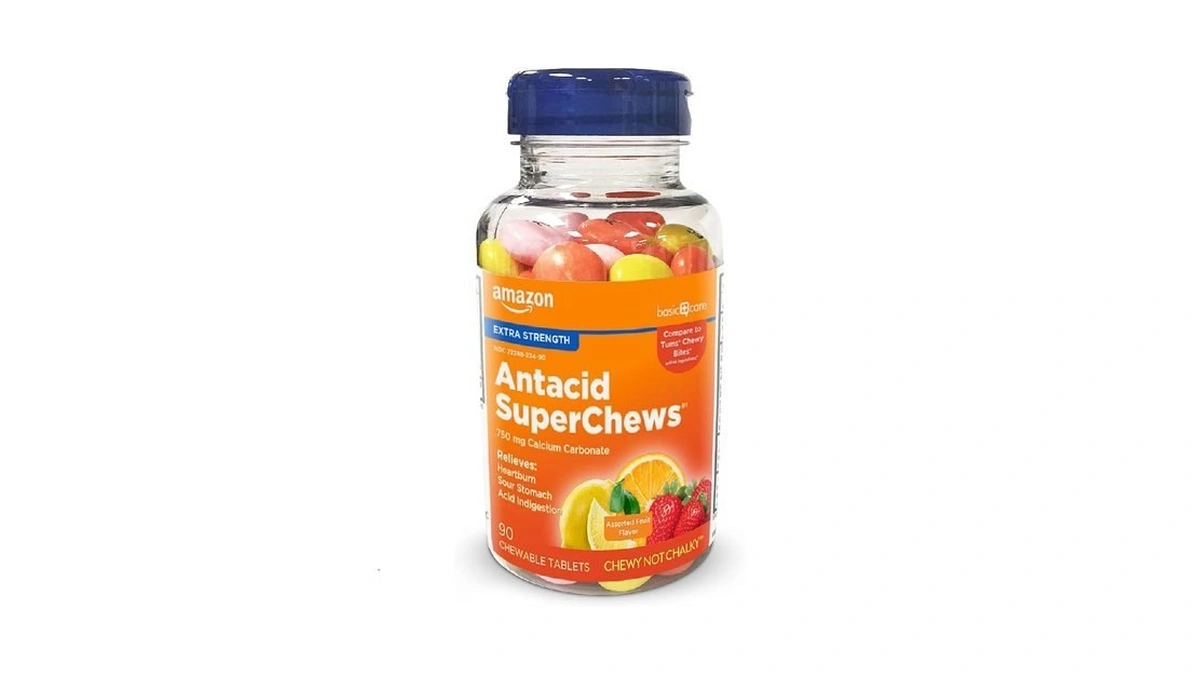 Amazon Basic Care Chewy Bites Chewable Antacid Tablets, Ultra Strength