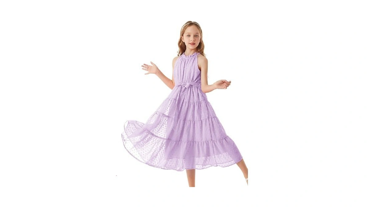 Grace Karin Girls Halter Neck Dress Sleeveless Casual A-line Flowy