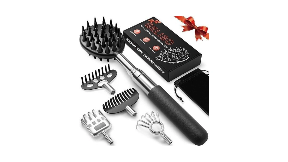 Gelibo Fathers Day Gift, Telescoping Large Back Scratcher With 5