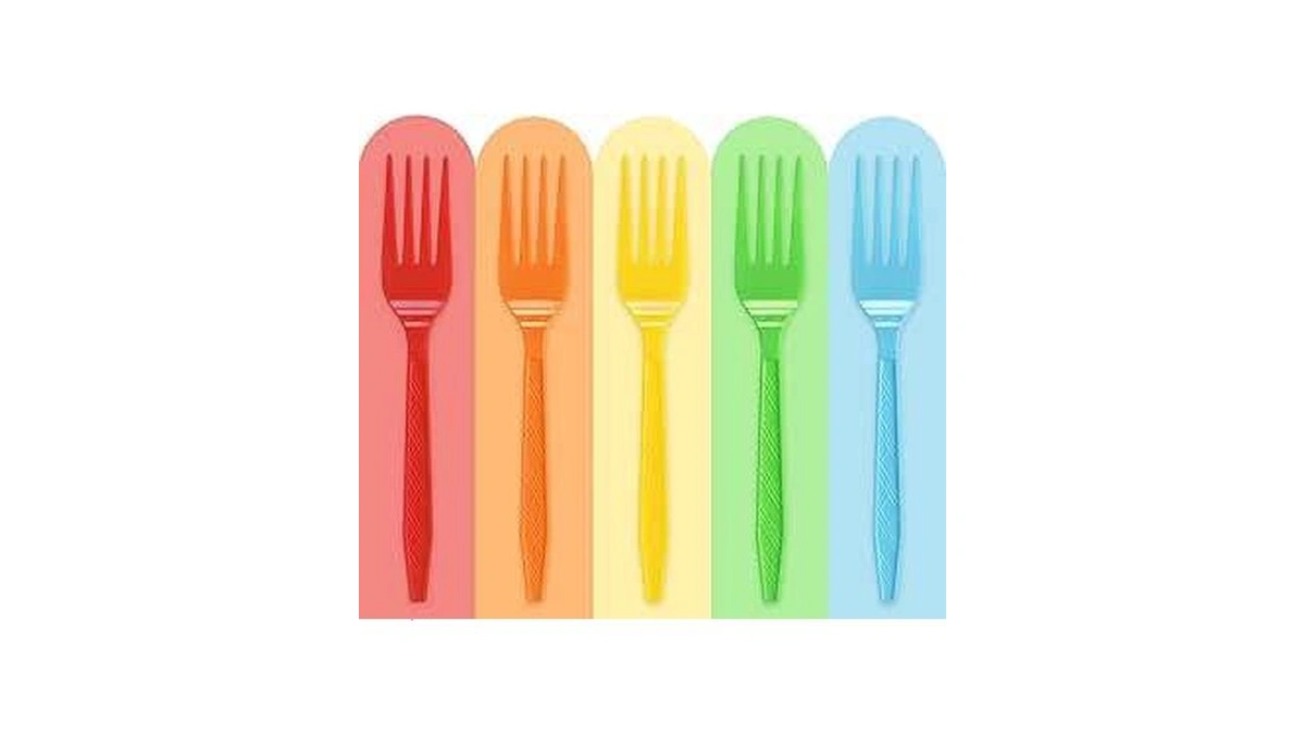 100 Pcs Disposable Color Plastic Forks,gradient Color Plastic Cutlery Set