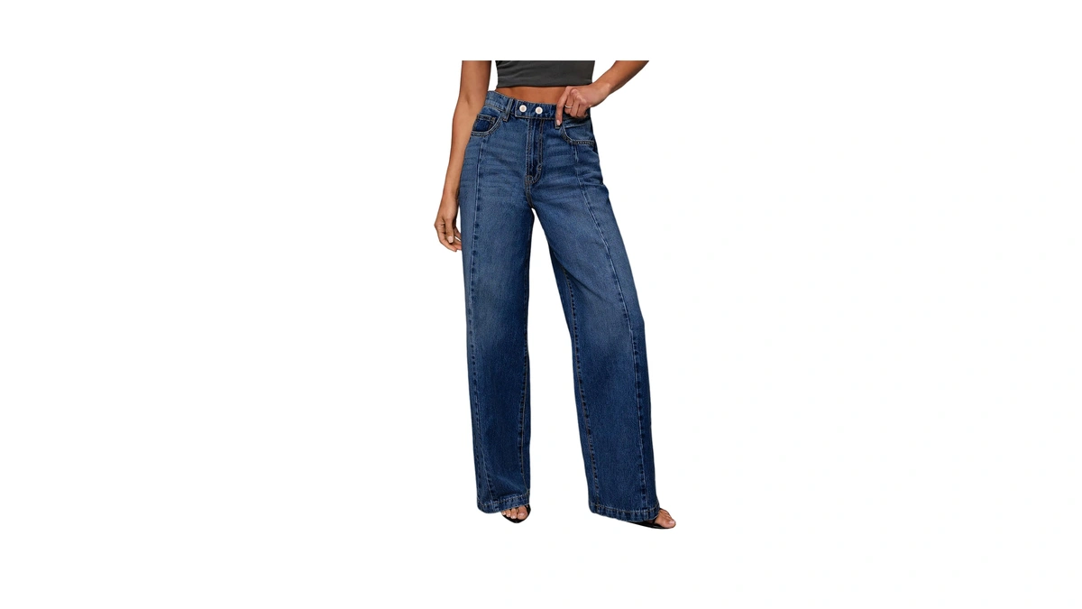Sidefeel Women's High Waisted Mom Jeans Stretchy Front Seam Straight