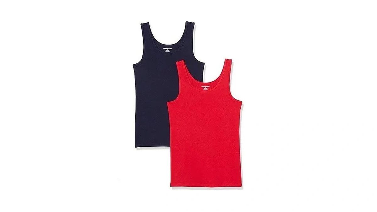 Amazon Essentials Women's Slim-fit Ribbed Scoop Neck Tank Tops, Pack
