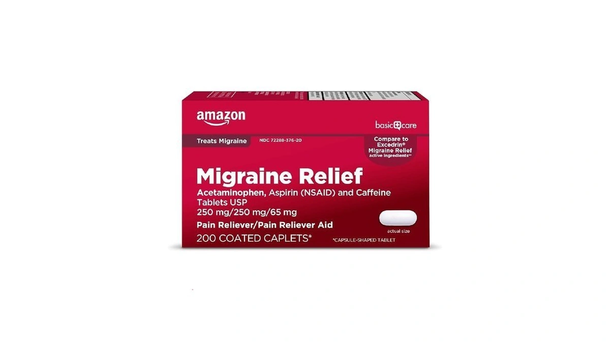 Amazon Basic Care Migraine Relief Acetaminophen, Aspirin (nsaid) And Caffeine