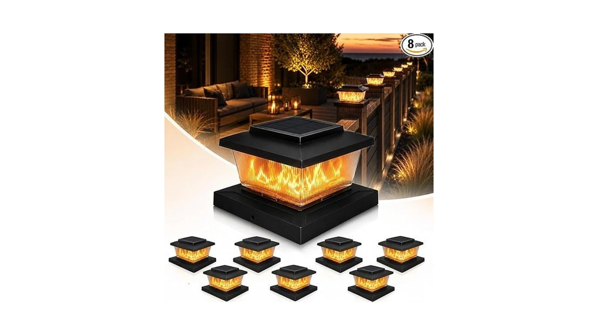 Hoikwo Solar Post Cap Lights 8 Pack For 3.5x3.5 4x4