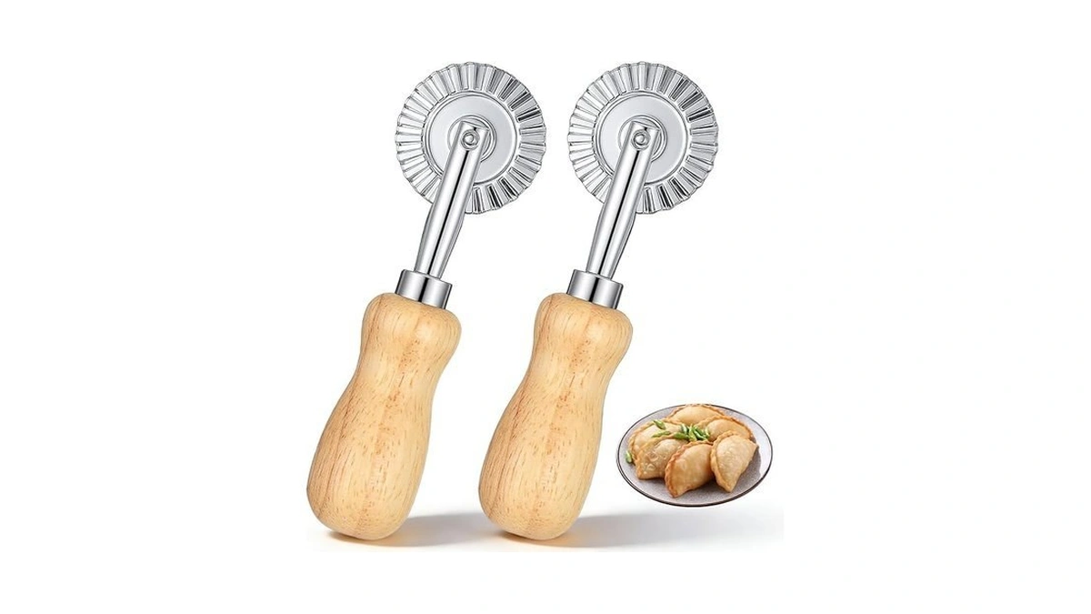 2 Pcs Pasta Cutter Wheel, Stainless Steel Fluted Pastry Wheel