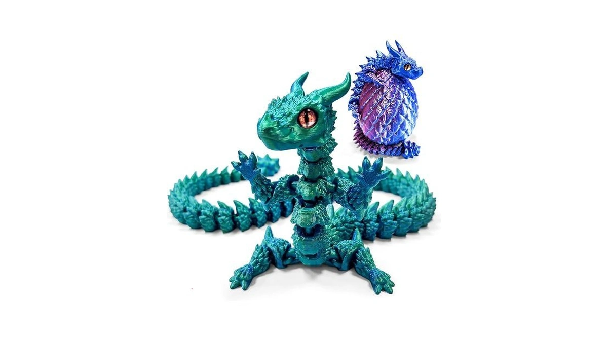 Cloudvalley 12'' 3d Printed Dragon Fidget Toy, 2 Pack Large
