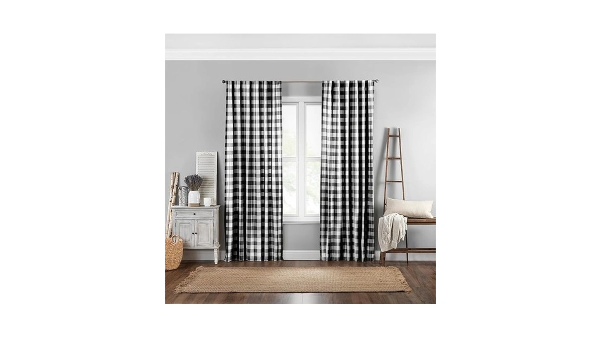 Elrene Home Fashions Farmhouse Living Buffalo-check Window Curtain Panel, (black),