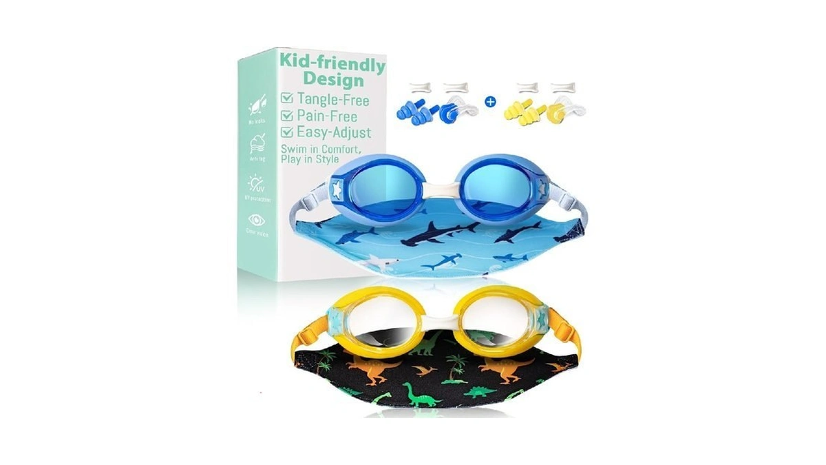 Pixel Panda 2 Pack Kids Swim Goggles With Fabric Strap