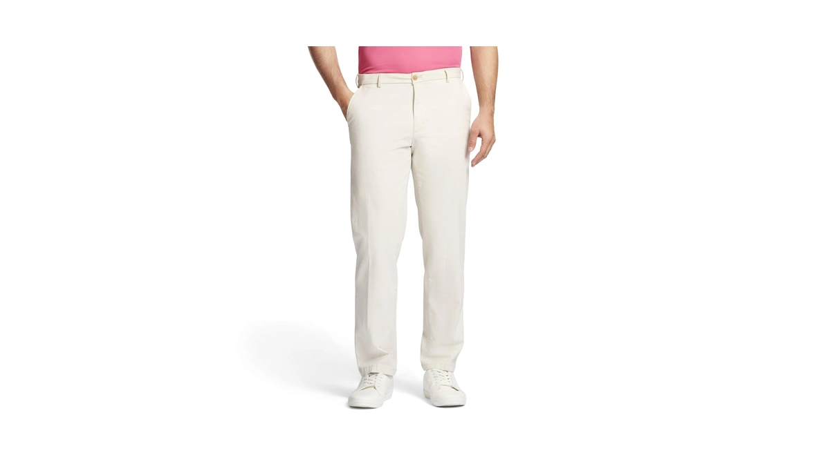Izod Men's Saltwater Stretch Flat Front Straight Fit Chino Pant,