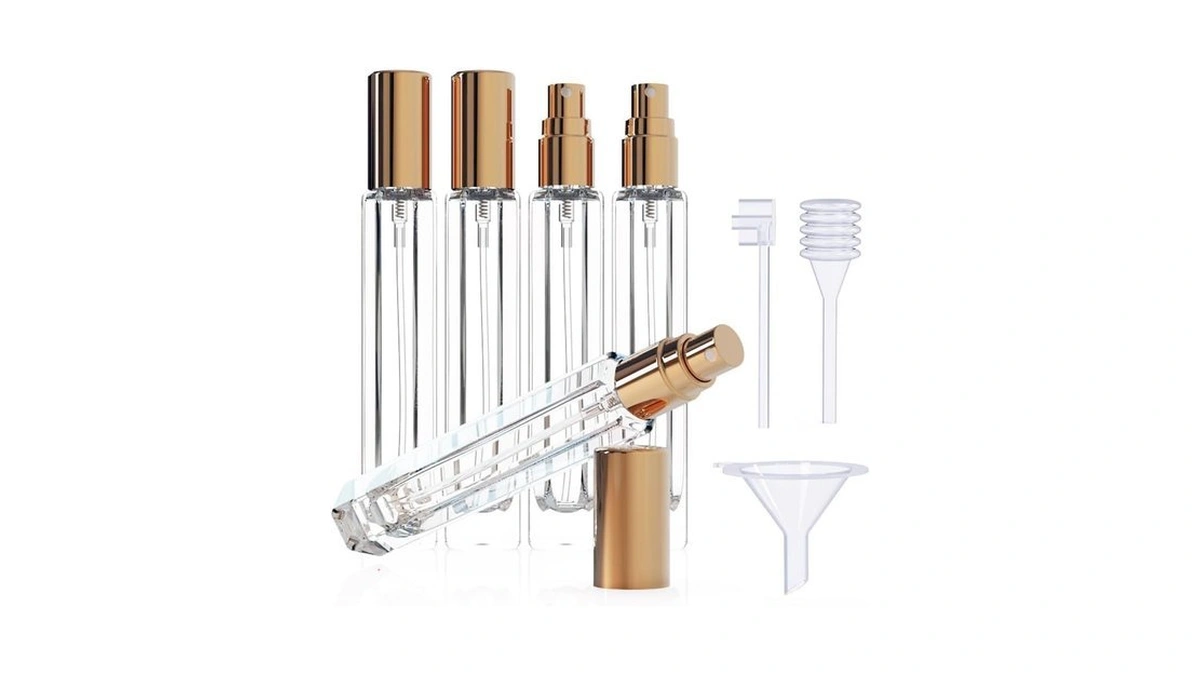 Seafulee 5pcs 10ml Glass Perfume Bottle Set With Dispenser Tool,