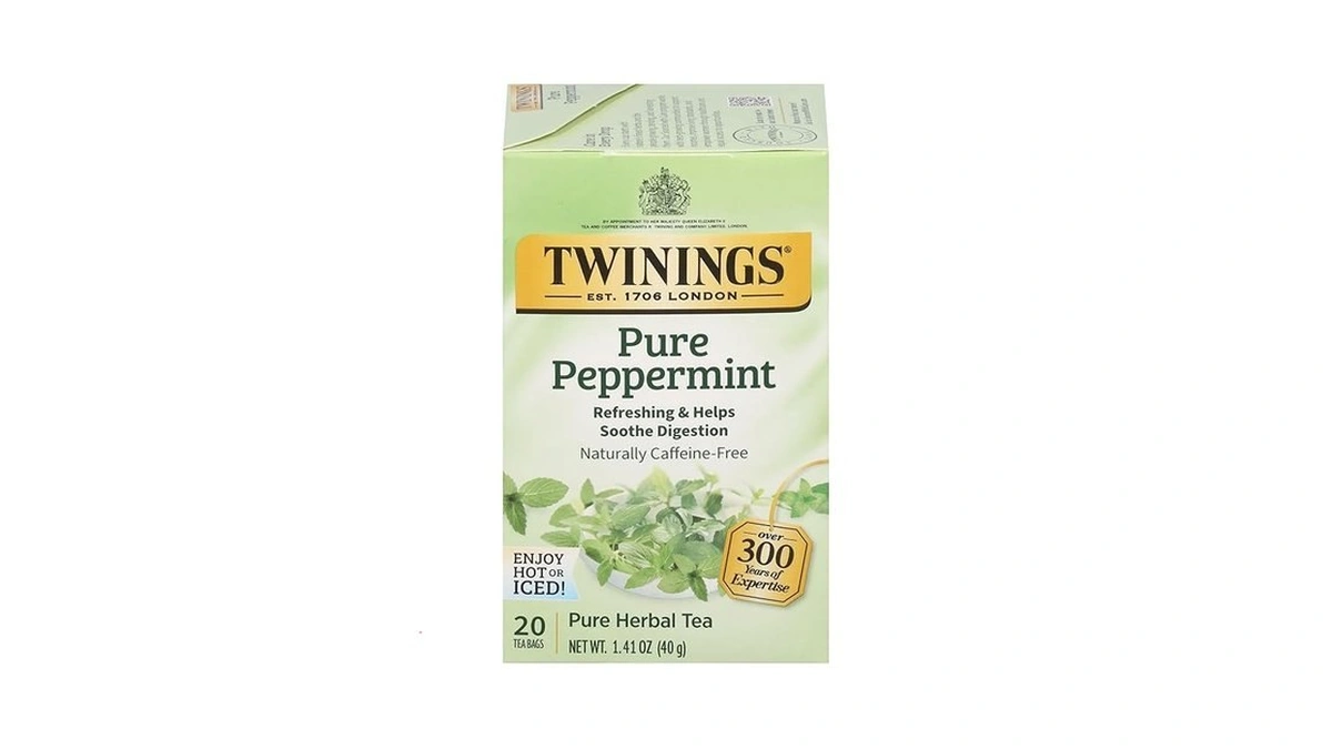 Twinings Pure Peppermint Herbal Tea Individually Wrapped Bags, 20 Count