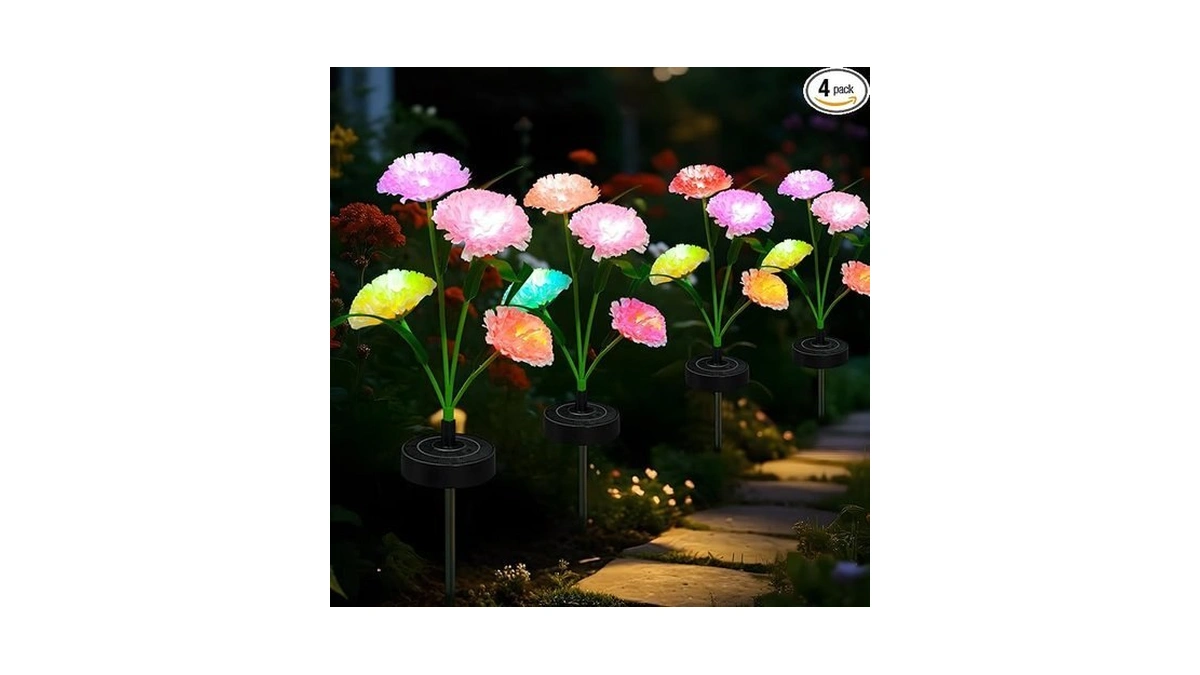 Upgraded Solar Garden Lights, 4 Pack Outdoor Solar Lights, New