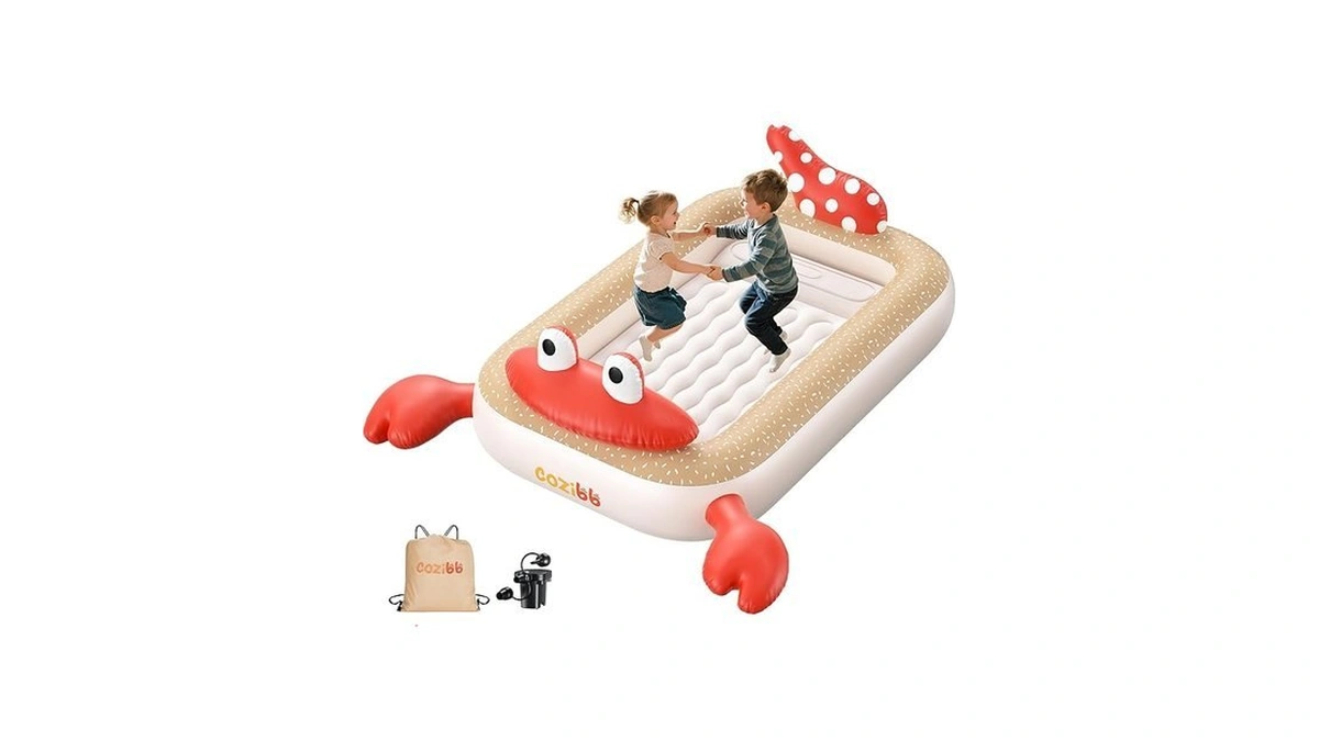 Cozibb Inflatable Toddler Travel Bed, Portable Travel Bed With Flocked
