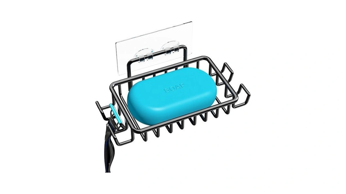 Nieifi Soap Dish Holder With 4 Hooks Stainless Steel Black