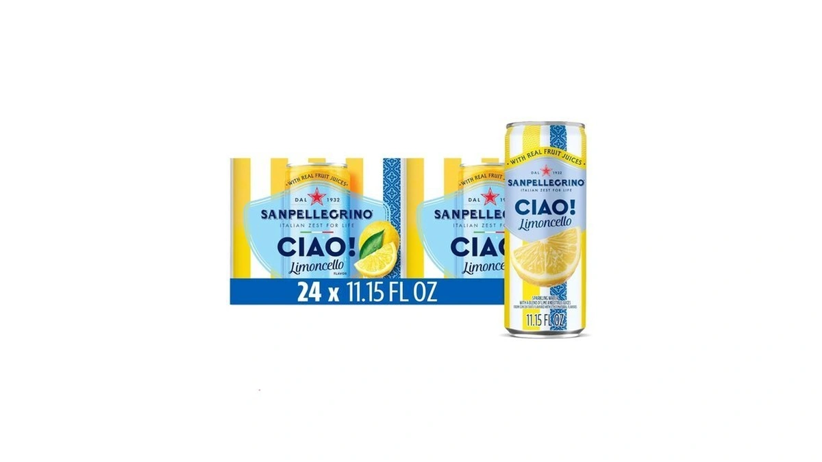 Sanpellegrino Ciao Limoncello Flavored Sparkling Water, Italian Sparkling Water, 24pk