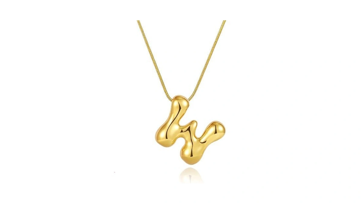 Fcbtoco Initial Necklace For Women,gold Silver Bubble Balloon Letter Necklace,dainty