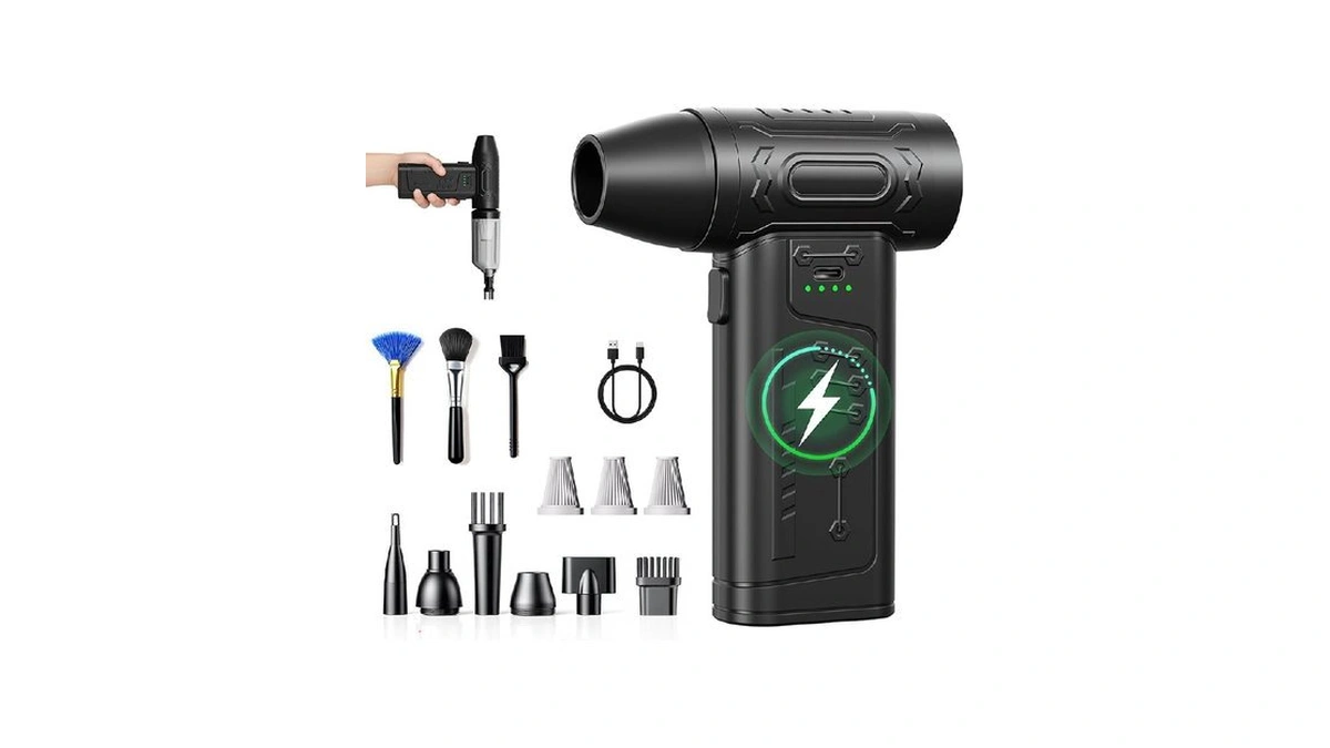 Fourq Compressed Air Duster,mini Vacuum Cleaner 2-in-1,4000 Mah,130,000 Rpm Brushless