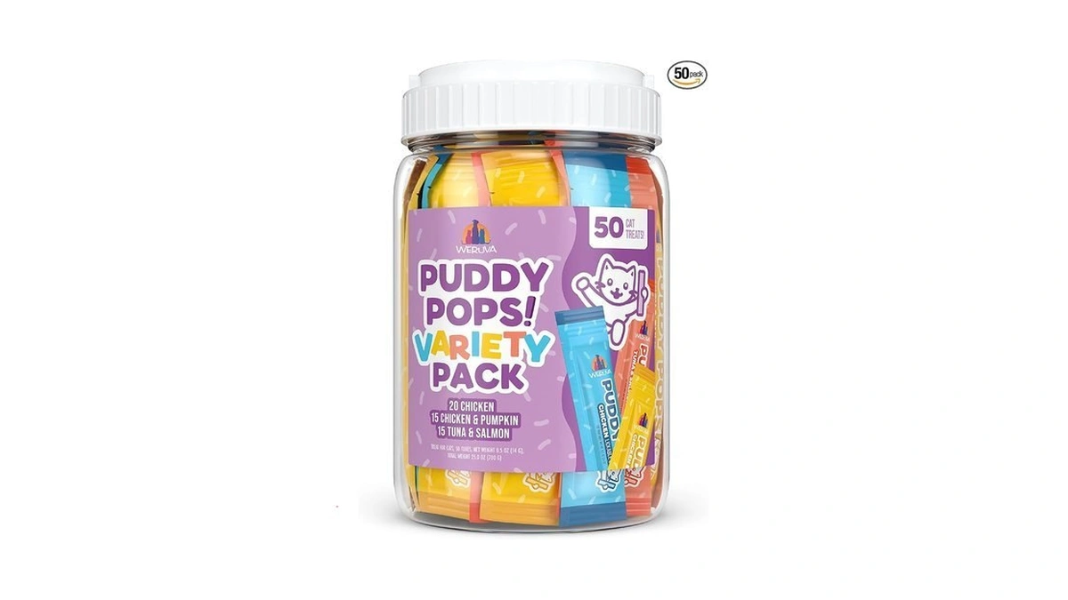 Weruva Puddy Pops, Lickable Cat Treats Variety Pack, 0.5oz Tube,