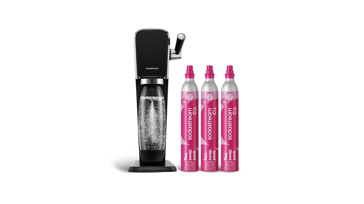 Sodastream Art Sparkling Water Maker Bundle In Black, With 3-pack