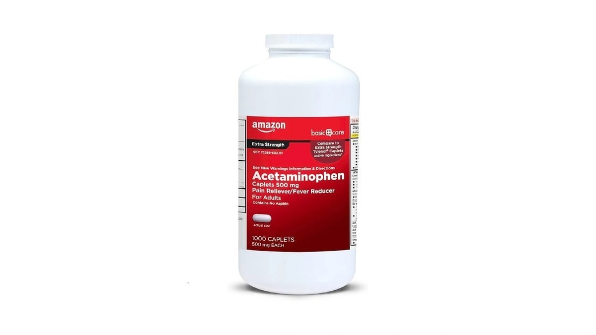 Amazon Basic Care Extra Strength Pain Relief, Acetaminophen Caplets, 500