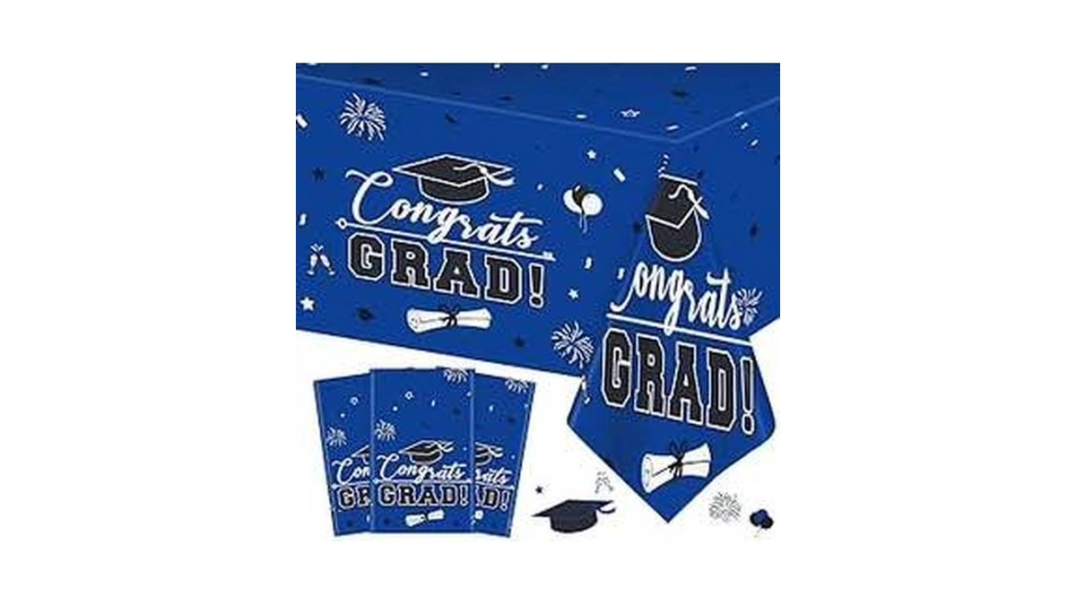 3 Pcs Graduation Tablecloth - Congrats Grad Table Cloth For