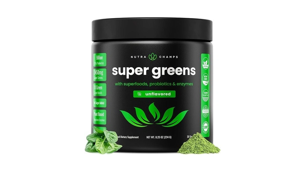 Nutrachamps Super Greens Powder Premium Superfood | 20+ Organic Green