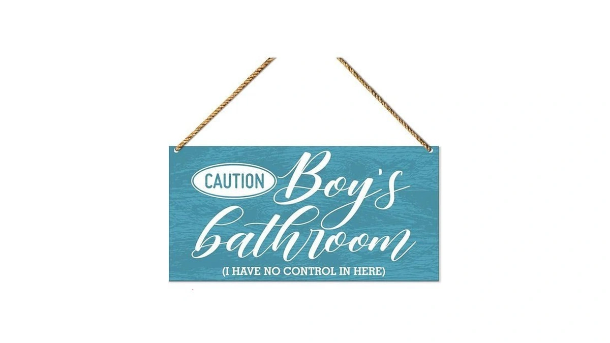 Boy's Bathroom Wood Sign Decor, Boy's Bathroom Decoration Toilet Wall