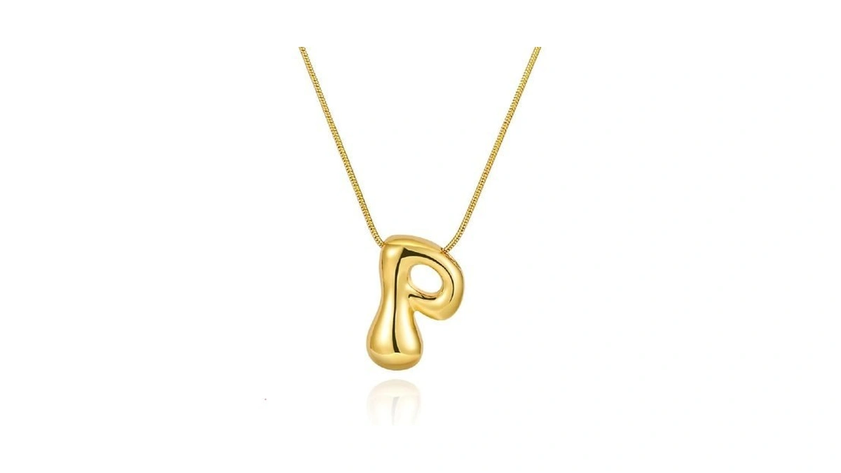 Fcbtoco Initial Necklace For Women，gold Silver Bubble Balloon Letter Necklace，dainty