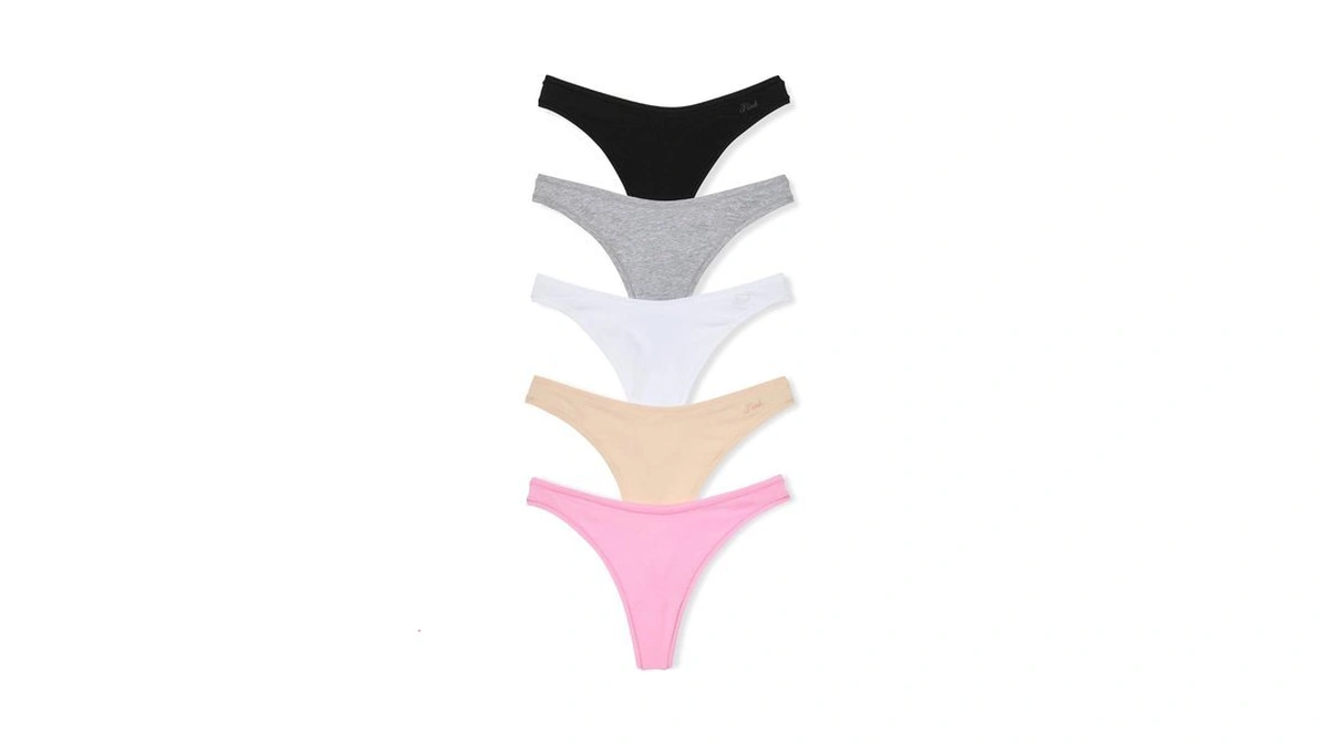 Victoria's Secret Pink Women's Cotton Thong Underwear, Panties For Women,