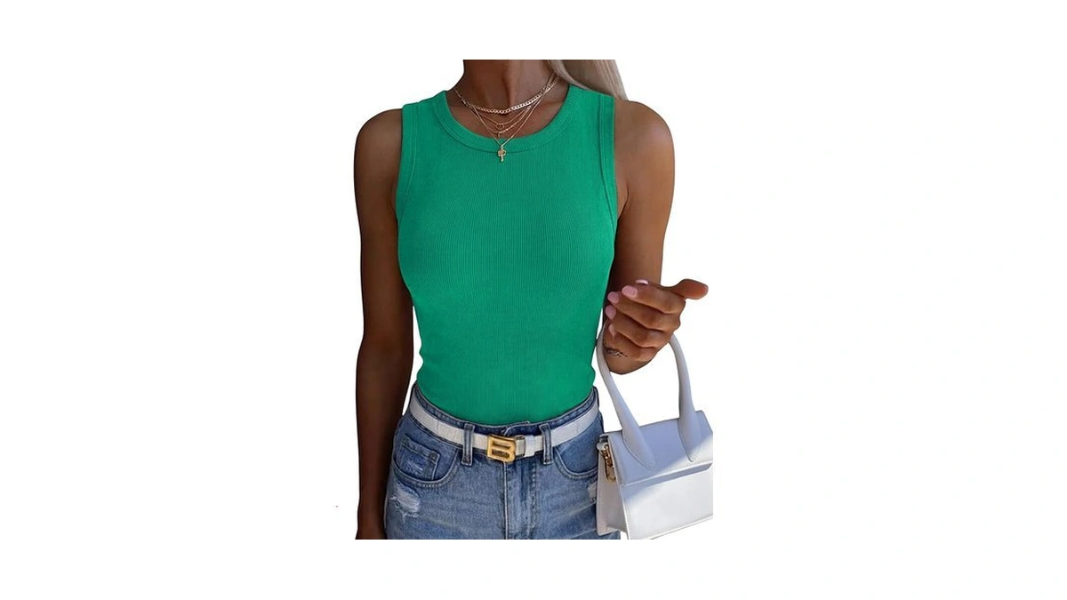 Zeagoo Green Tops For Women Casual Slim Fit Ribbed Tank