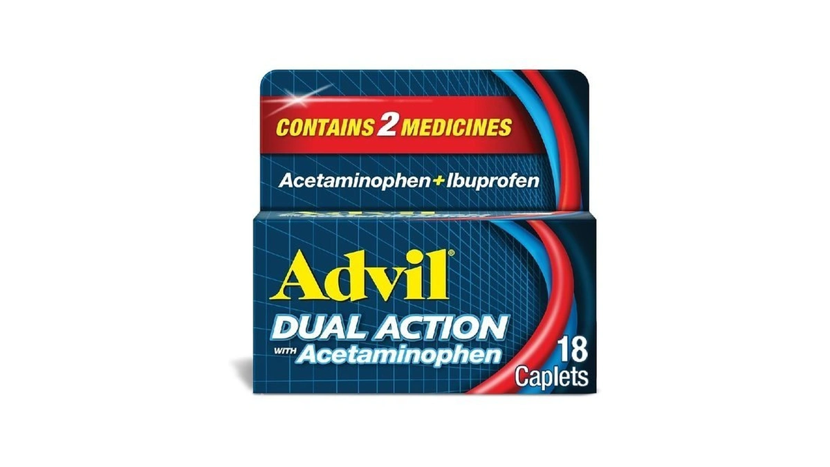 Advil Dual Action Coated Caplets With Acetaminophen, 125mg Ibuprofen And