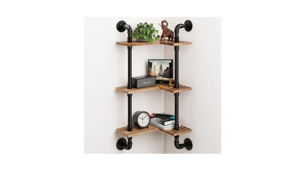 Mvpsonag Industrial Pipe Shelving Pine Wood Floating Bathroom Shelves Wall
