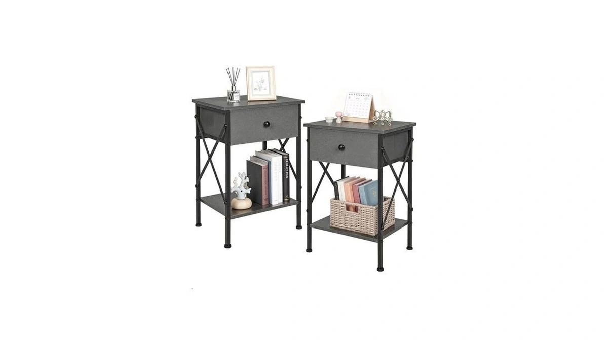 Vecelo Nightstand Set Of 2, X-design End Side Table With