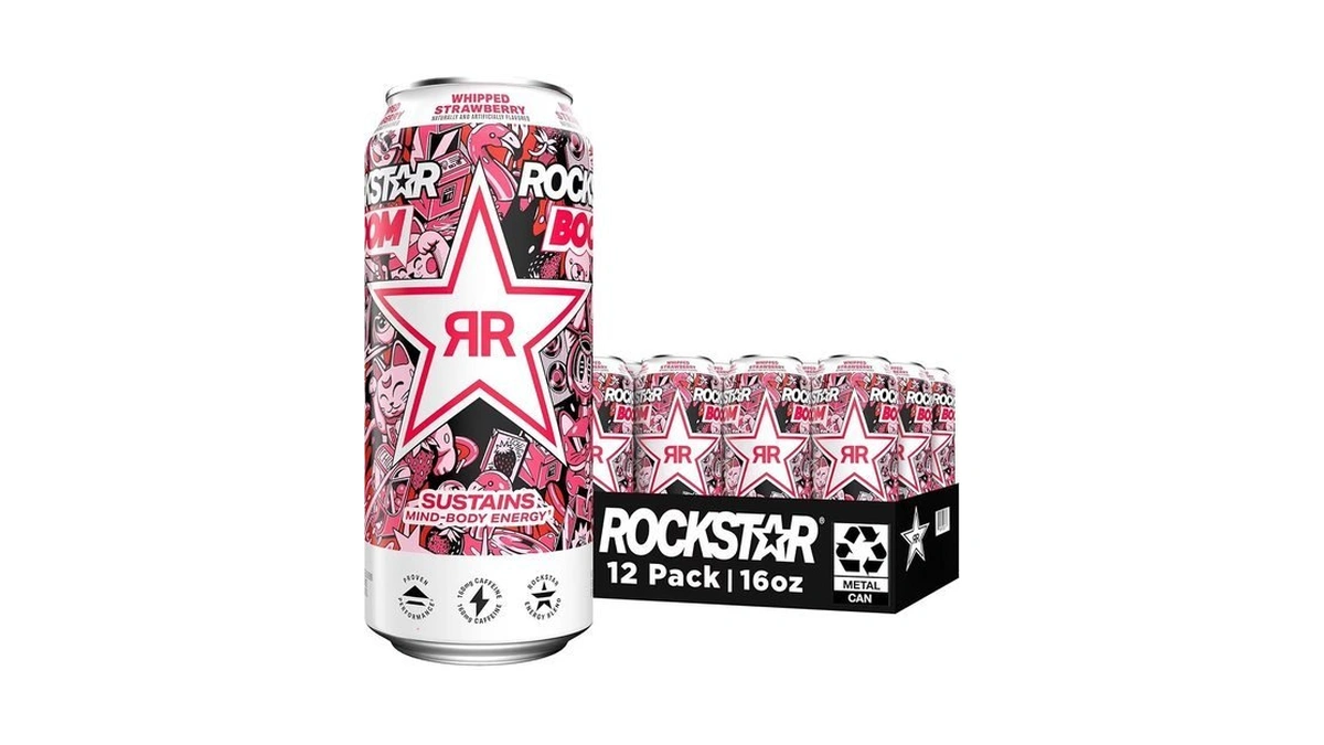Rockstar, Boom Energy Drink With Caffeine And Taurine Packaging May
