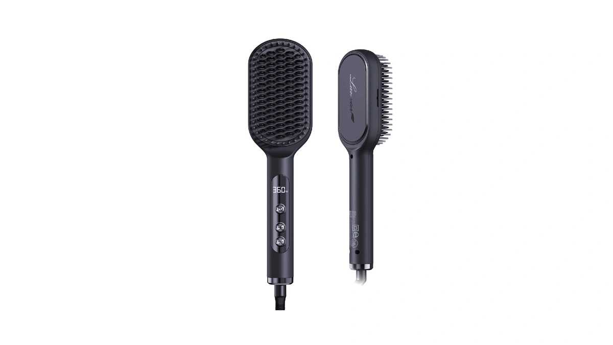 Lanvier Hair Straightener Brush, Ionic Straightening Brush With Infrared, Wide