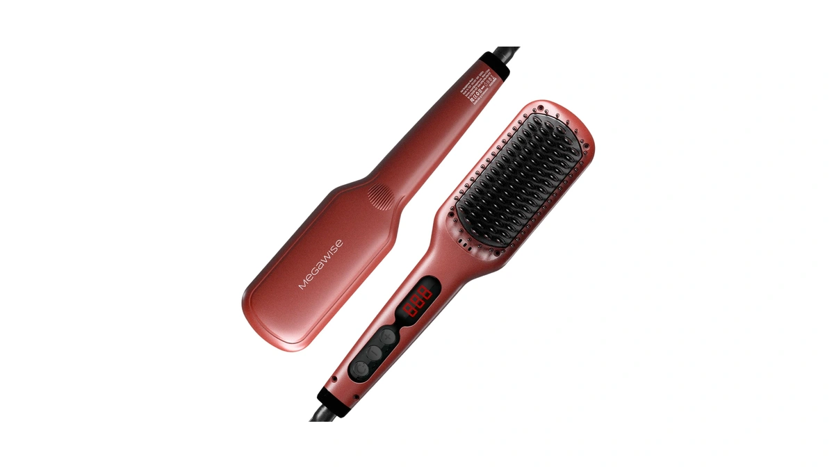Megawise Hair Straightener Brush Pro, Fast Heating Ceramic Ionic Brush