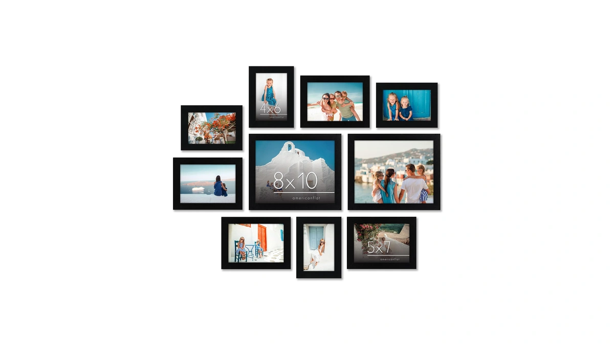 Americanflat Set Of 10 Picture Frames With Shatter-resistant Glass -
