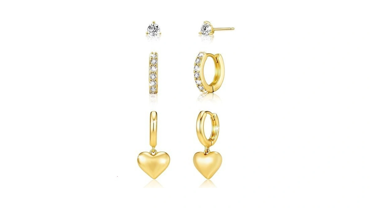 3 Pairs Gold Hoop Earrings Set: Dainty Earrings Trendy Hypoallergenic