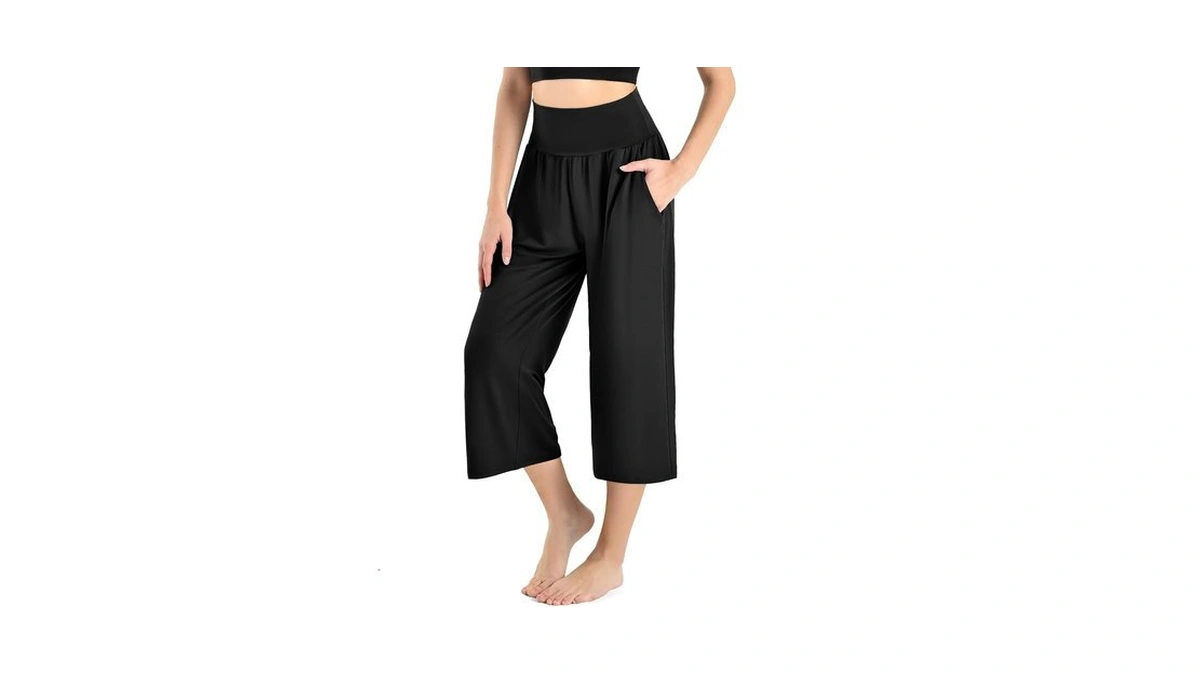 Ipletix Capri Pants For Women High Waisted Casual Wide Leg