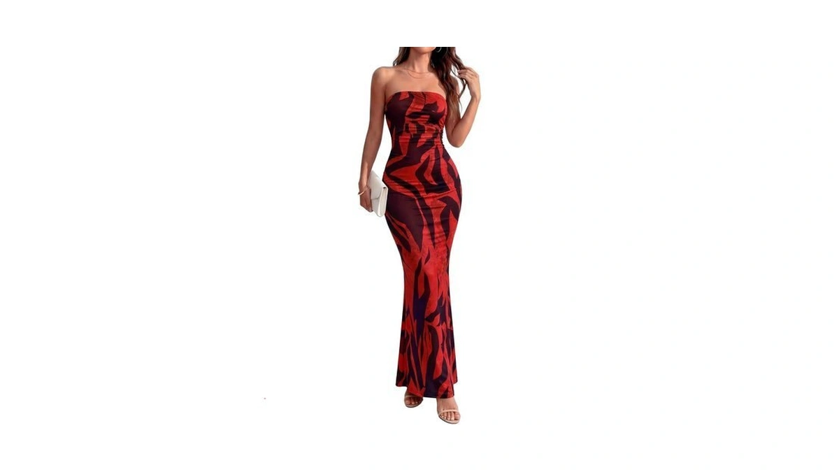 Btfbm Women Summer Strapless Maxi Dress 2026 Bodycon Floral Long