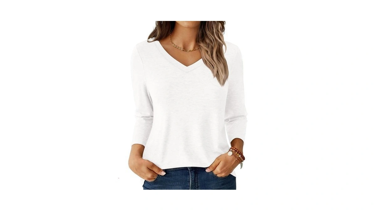 Amazon code: Gkbk Womens Tops 3/4 Sleeve Shirts V Nec