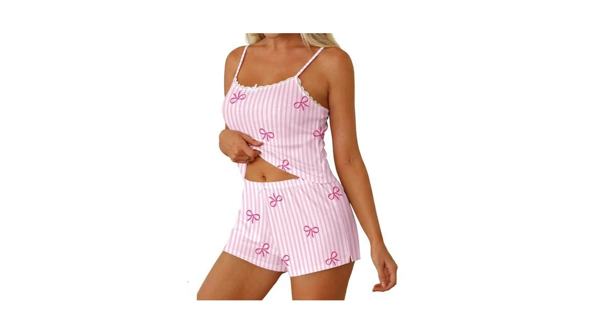 Ekouaer Women Pajama Sets 2 Piece Cute Cami Sleepwear Lace